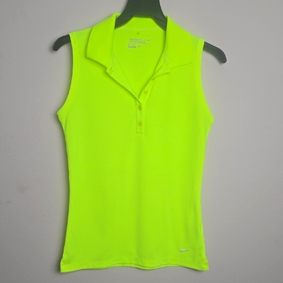 Nike Tops - Wonen's Nike Neon Yellow Sleeveless Polo Tank Top